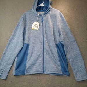 NWT LizardHead Outdoors Mens Hoodie Jacket Large Blue Zip-up Stretch UPF 40+
